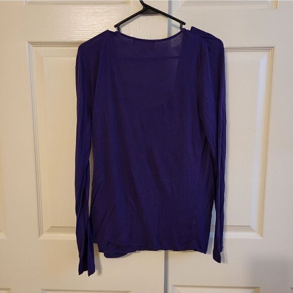 MICHAEL Michael Kors deep purple long-sleeved draping cross-over blouse - Picture 9 of 9